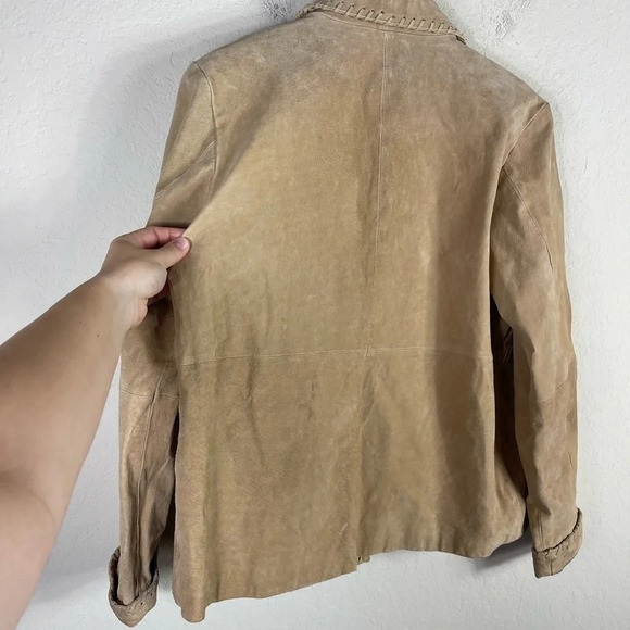 Selene Sport Y2K Suede Leather Braided Button Down Jacket - Picture 10 of 12